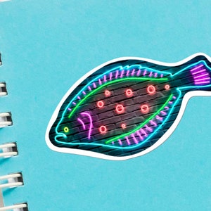 Summer Flounder (Fluke) Neon Sticker