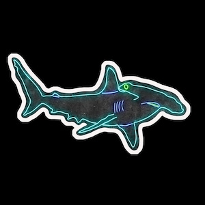 Hammerhead Shark Neon Design Sticker