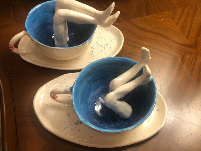 Ceramic Coffee Mug, Handmade, Happy Feet image 1