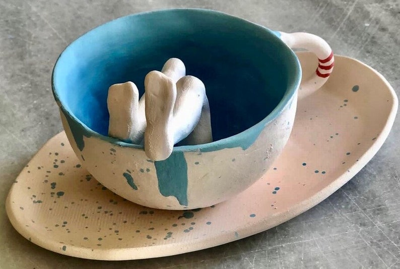 Ceramic Coffee Mug, Handmade, Happy Feet image 4