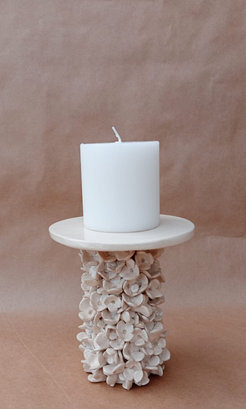 Ceramic Candle Holder, Handmade, Home Decor, Gift for her, Garden decor, Housewarming gift image 2