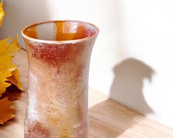 Rustic Handmade Ceramic Vase with Earthy Red and Gold Glaze – Artisan Pottery Home Décor for Dried Flowers, Table Centerpiece, Gift