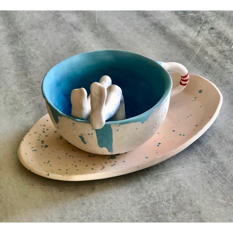 Ceramic Coffee Mug, Handmade, Happy Feet image 3