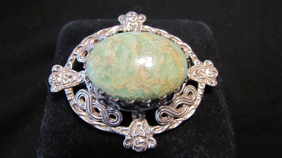 Scottish Silver Amazonite Brooch - image 1