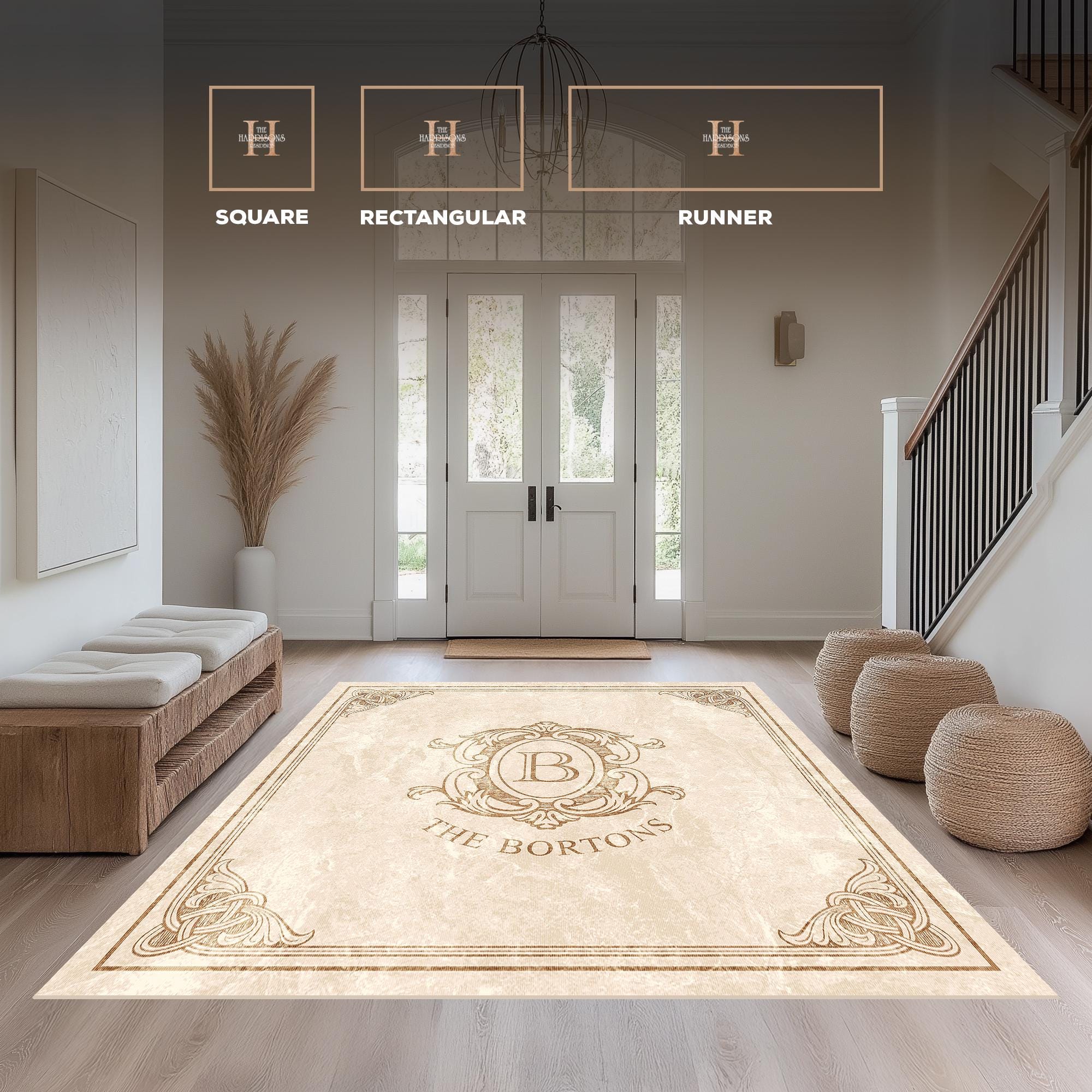 Custom Family Name Entry Rug – Personalized Monogram Welcome Mat, Non ...