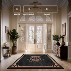 Family Name Entry Rug Personalized Custom Monogram Welcome Mat Non-Slip Machine Washable Indoor Door Mat Housewarming Gift Marble Rug AA0004