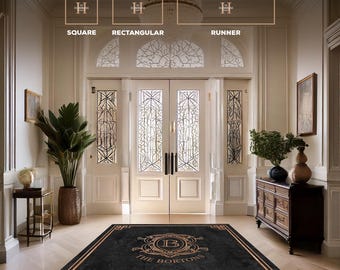 Tappeto d'ingresso con nome di famiglia, zerbino di benvenuto personalizzato, monogramma personalizzato, antiscivolo, lavabile in lavatrice, zerbino per interni, regalo di inaugurazione della casa, tappeto in marmo AA0004