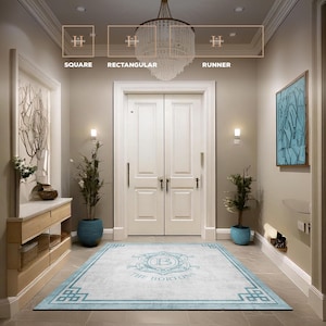 Family Name Entry Rug Personalized Custom Monogram Welcome Mat Non-Slip Machine Washable Indoor Door Mat Housewarming Gift Marble Rug AA0006