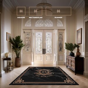 Family Name Entry Rug Personalized Custom Monogram Welcome Mat Non-Slip Machine Washable Indoor Door Mat Housewarming Gift Marble Rug AA0005