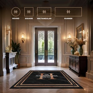 Family Name Entry Rug Personalized Custom Monogram Welcome Mat Non-Slip Machine Washable Indoor Door Mat Housewarming Gift Marble Rug AA0002