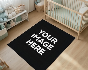 Personalized Nursery Round Rug – Custom Baby Name Carpet, Soft Washable Kids Room Decor, Baby Shower Gift ABO001