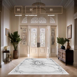 Family Name Entry Rug Personalized Custom Monogram Welcome Mat Non-Slip Machine Washable Indoor Door Mat Housewarming Gift Marble Rug AA0008