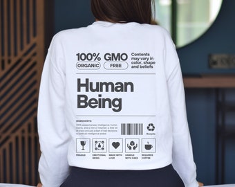 100% Mensch-Sweatshirt - Bewusstsein für psychische Gesundheit, Motivationspullover - spirituelle Ästhetik, lustiges inspirierendes Wellnessgeschenk