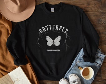 Schmetterling Sweatshirt Ästhetische spirituelle Transformation Pullover dunkel Academia College Pullover Esoterik Witchy Boho Pullover Preppy Style