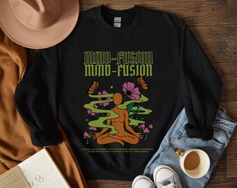 Mind Fusion Sweatshirt Spirituelle Alchemie Boho Pullover Mentale Gesundheit Mystische Pullover Magie Neon Grafik Pullover Esoterisches künstlerisches Geschenk