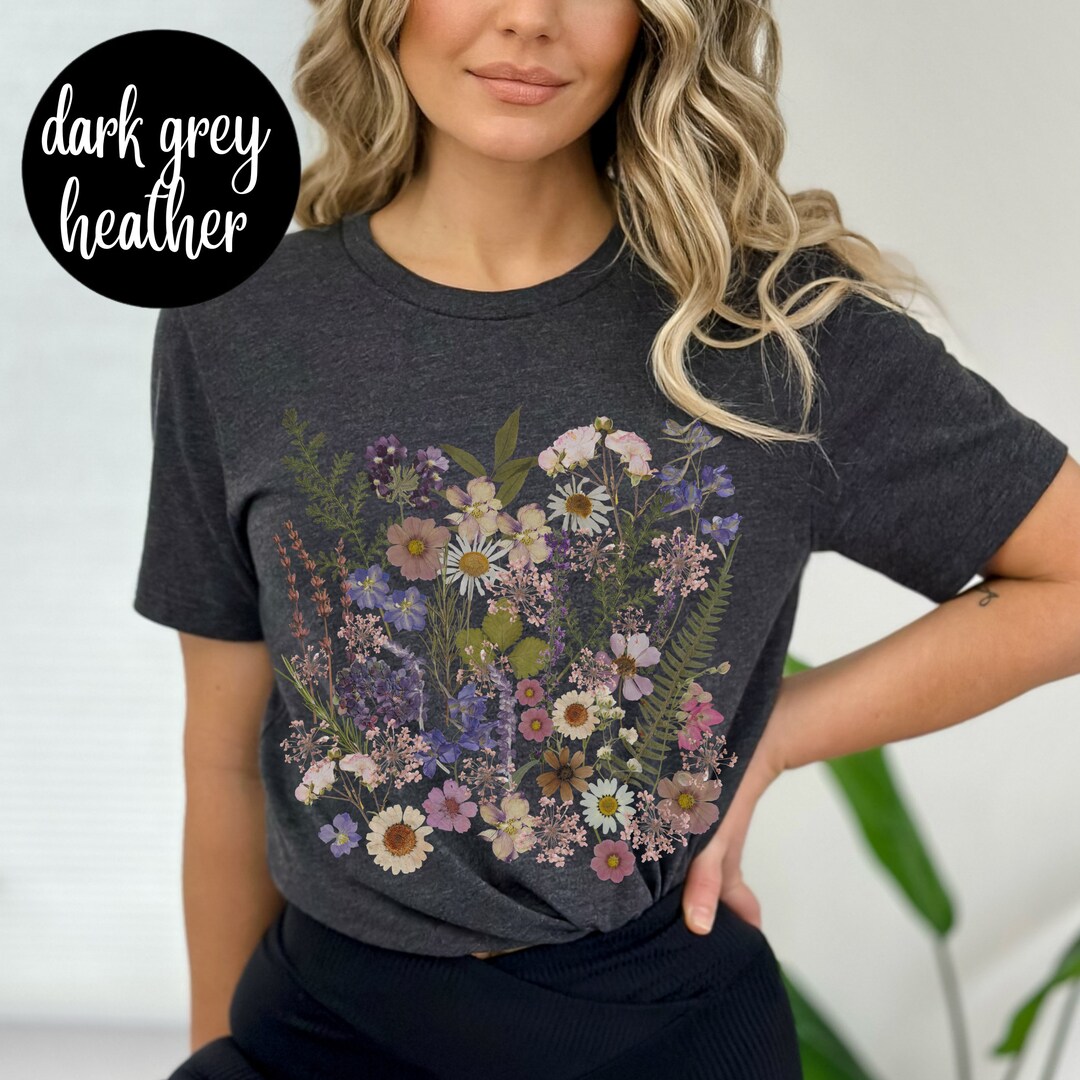 Pressed Wildflowers T-shirt: Cottagecore Floral Graphic Tee - Etsy