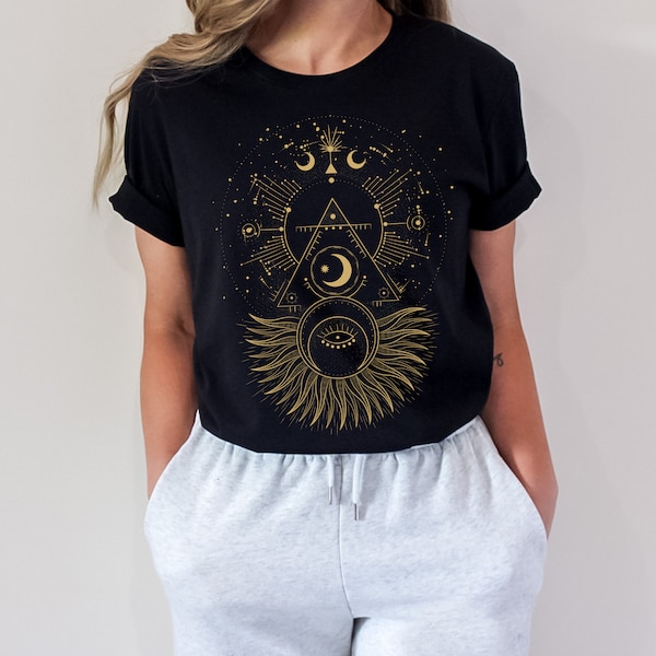 Alchemie T-Shirt Transformation Veränderung spirituelles Shirt Mystic Celestial Graphic Tee Esoterik Astronomie Casual T-Shirt