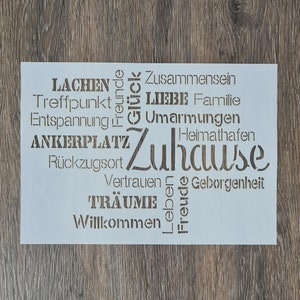 Schablone A4 &quot;Zuhause (Wörter)&quot;