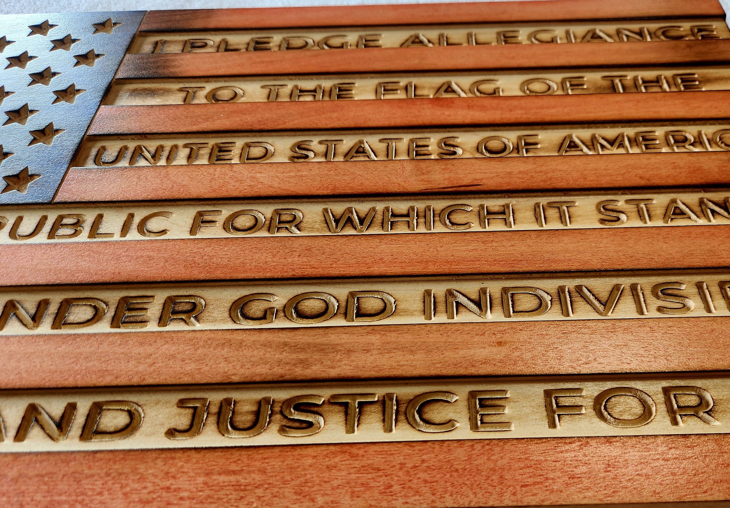 Rustic American Flag, Pledge of Allegiance, Solid Hardwood, Handmade in the USA Etsy
