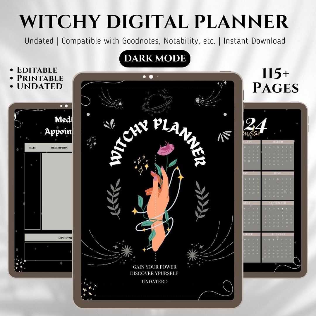Witchy Digital Planner Witch Planner Pages Dark Mode Edition - Etsy