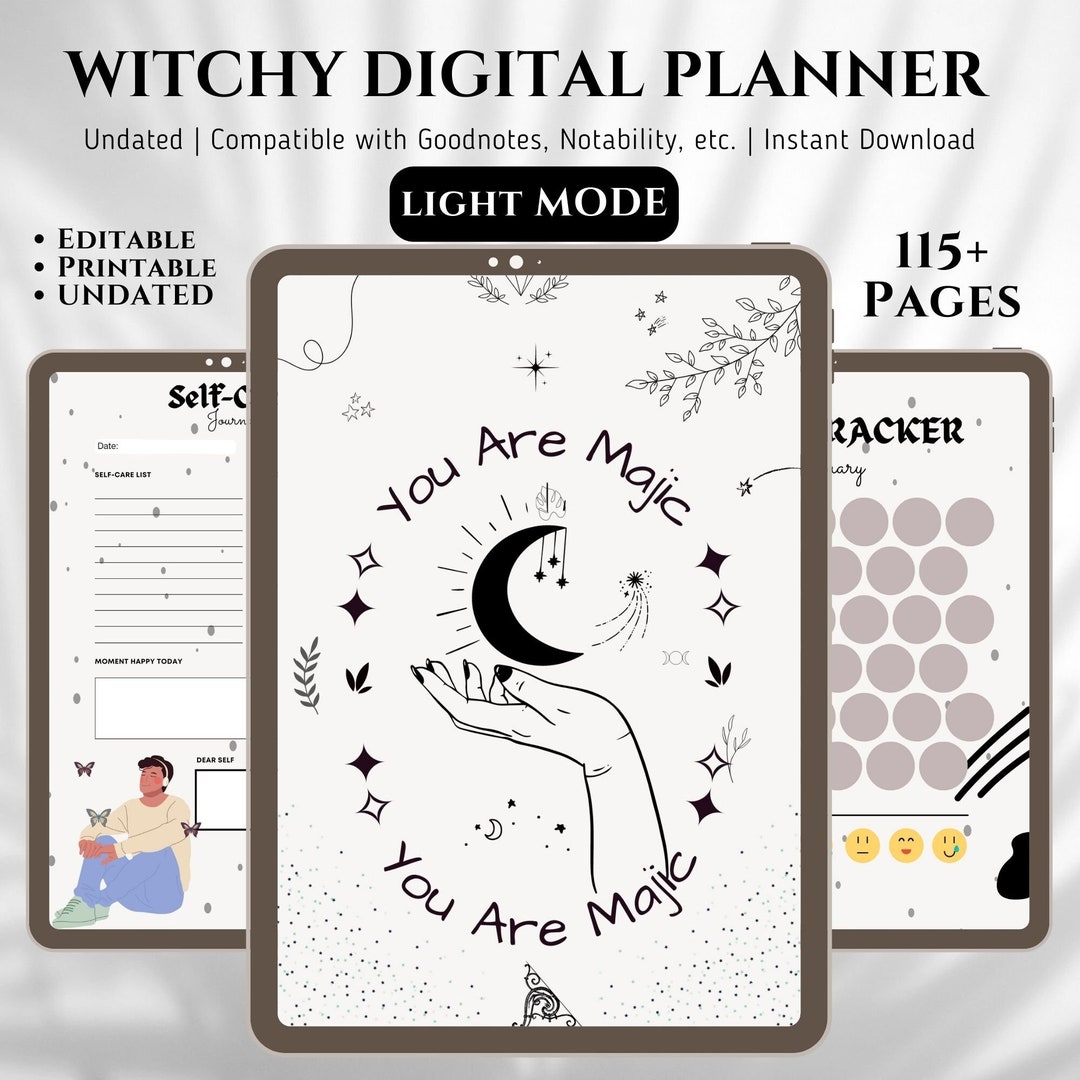 Undated Witchy Digital Planner 2023 and 2024 Calendar Light Etsy