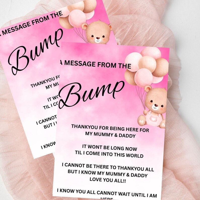 Message From Bump - Girl - Printable A4 PDF - Etsy