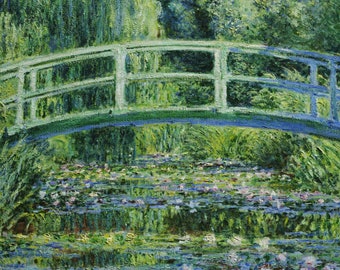 Claude Monet Water Lily Pond Art Patrón de punto de cruz contado Envío gratis Artista de diseño de bordado a mano PDF Patrones vintage y cómo hacerlo