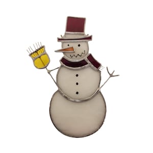 Snowman Stained Glass Ornament | Handcrafted Winter Decor | Festive Holiday Gift & Window Art | Unique Seasonal Decoration