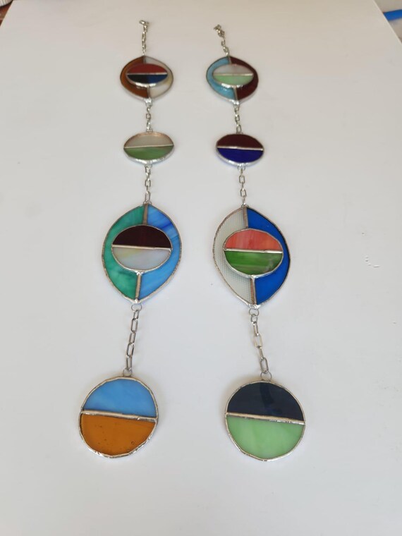 Stained Glass Tassel Hanging Art - Colorful Window Decor & Unique Home Accents Gift