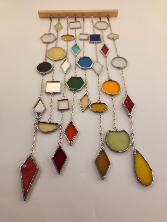 Stained Glass Tassel Hanging Art | Colorful Stained Glass Windows Decor | Unique Home Accents & Gifts