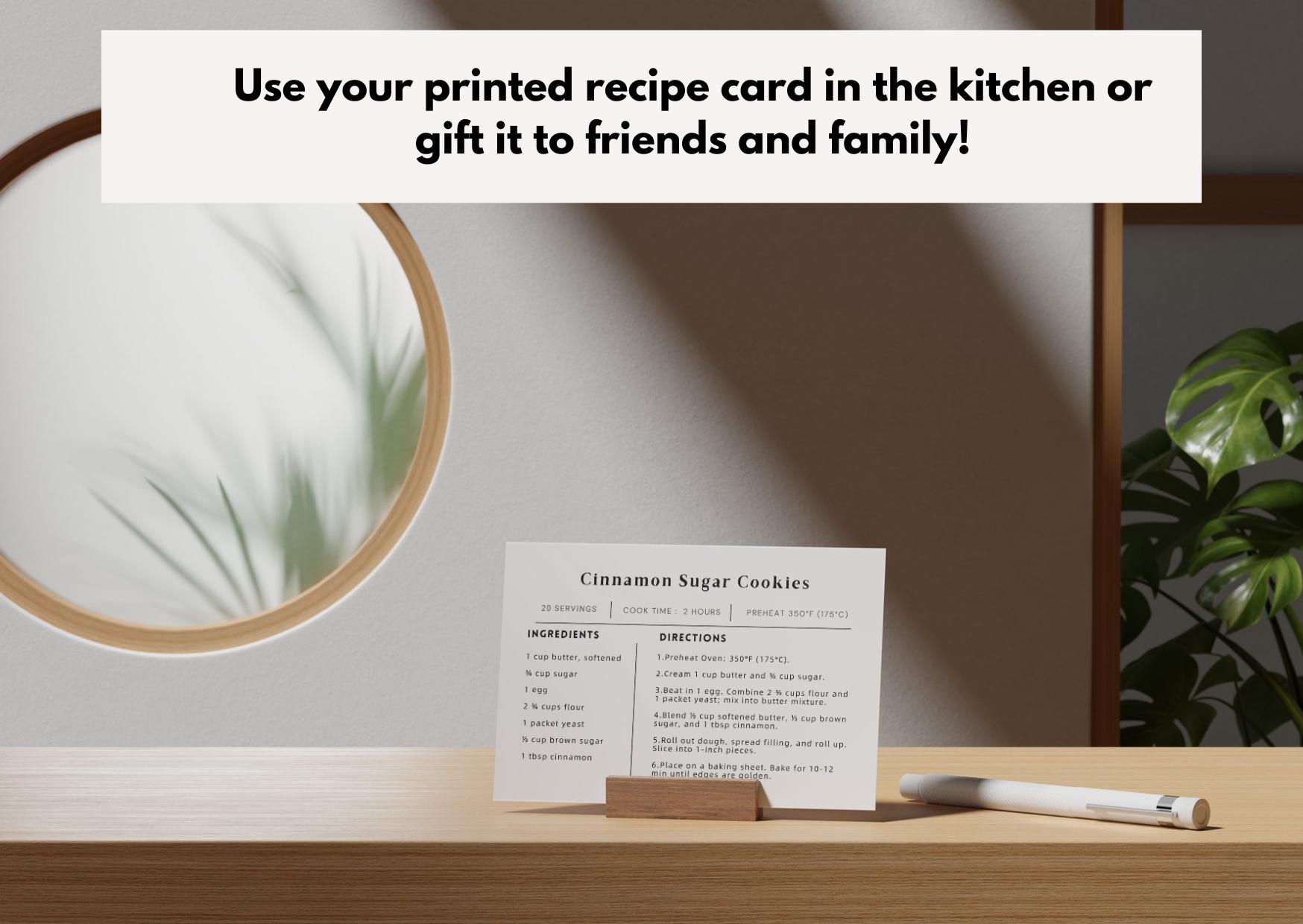 4x6 Recipe Card Template Downloadable Recipe Card Template Editable