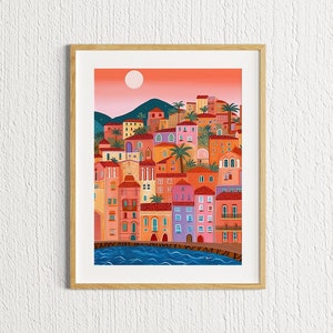 Menton, French Riviera Print, France Travel Poster, Travel illustration, Travel in France, Sea View Print