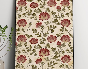 Elegant Floral Pattern Digital Art Print – Vintage-Inspired Wall Decor