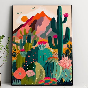 Impresión del Parque Nacional Saguaro: Paisaje de cactus de Arizona (impresión digital)