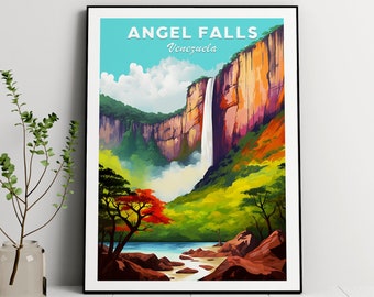 Angel Falls travel print - Venezuela, Angel Falls poster, Travel Poster of Angel Falls, Venezuela, South America, Travel Gift