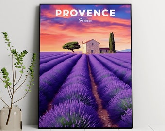 Provence Lavender Fields Travel Poster: France Wall Decor (Digital Download)