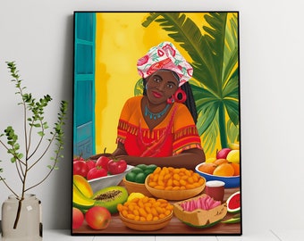 Ilustración de mujer de Palenque: Arte de viaje por Colombia (Descarga digital)