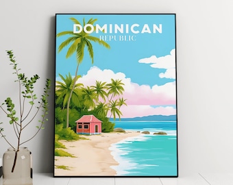 Dominican Republic Travel Illustration, Home Decor, Digital Download