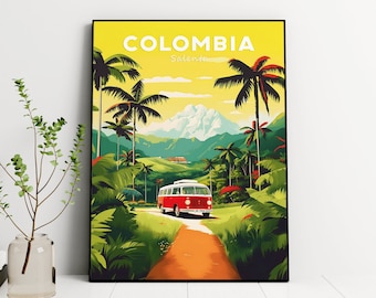 Salento Colombia Valle de Cocora Travel Poster, Colombia Travel Poster