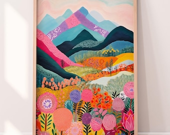 Blumenmotiv: Berglandschaft in bunten Farben (Digital Download)