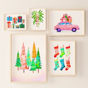 Set de láminas navideñas coloridas: Decoración navideña para el hogar (Descarga digital) imagen 1