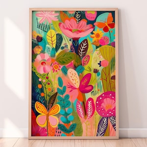 Maximalistische Wandkunst, druckbare vielseitige Wandkunst, abstrakte Wandkunst, digitale Wandkunst, bunte Wandkunst, trendige Wandkunst, digitaler Download