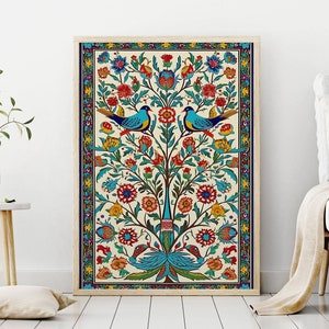 Tile Art, Turkish Vintage Art Digital Download, Floral Print, Turkish Travel, Floral Abstract Painting, Islamic Wall Art