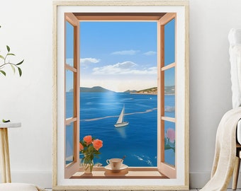 Croatia Seaview Art Print: Island Summer Travel Poster (Digital Download)