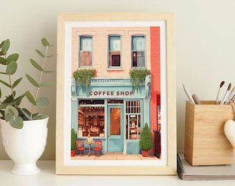 New York Coffee Shop Illustration, New York art print