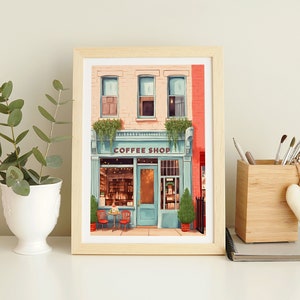 New York Coffee Shop Illustration, New York art print