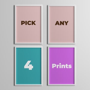 Pick Your Own 4 Digital Prints, Pick Any 4 Prints, Custom Gallery Wall, Printable Wall Art, Custom Artwork, Set Of 4 Prints