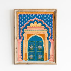 Indian Palace Wall Art, Colorful Indian Gate Illustration, Digital Download