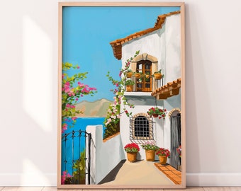Impresión del casco antiguo de Marbella: Casa Española, Arte Botánico (Descarga digital)