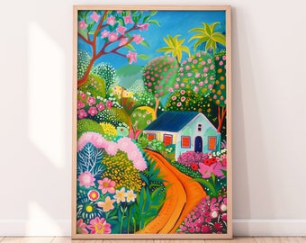Colorful Spring Garden Illustration: Floral Botanical Art (Digital Download)
